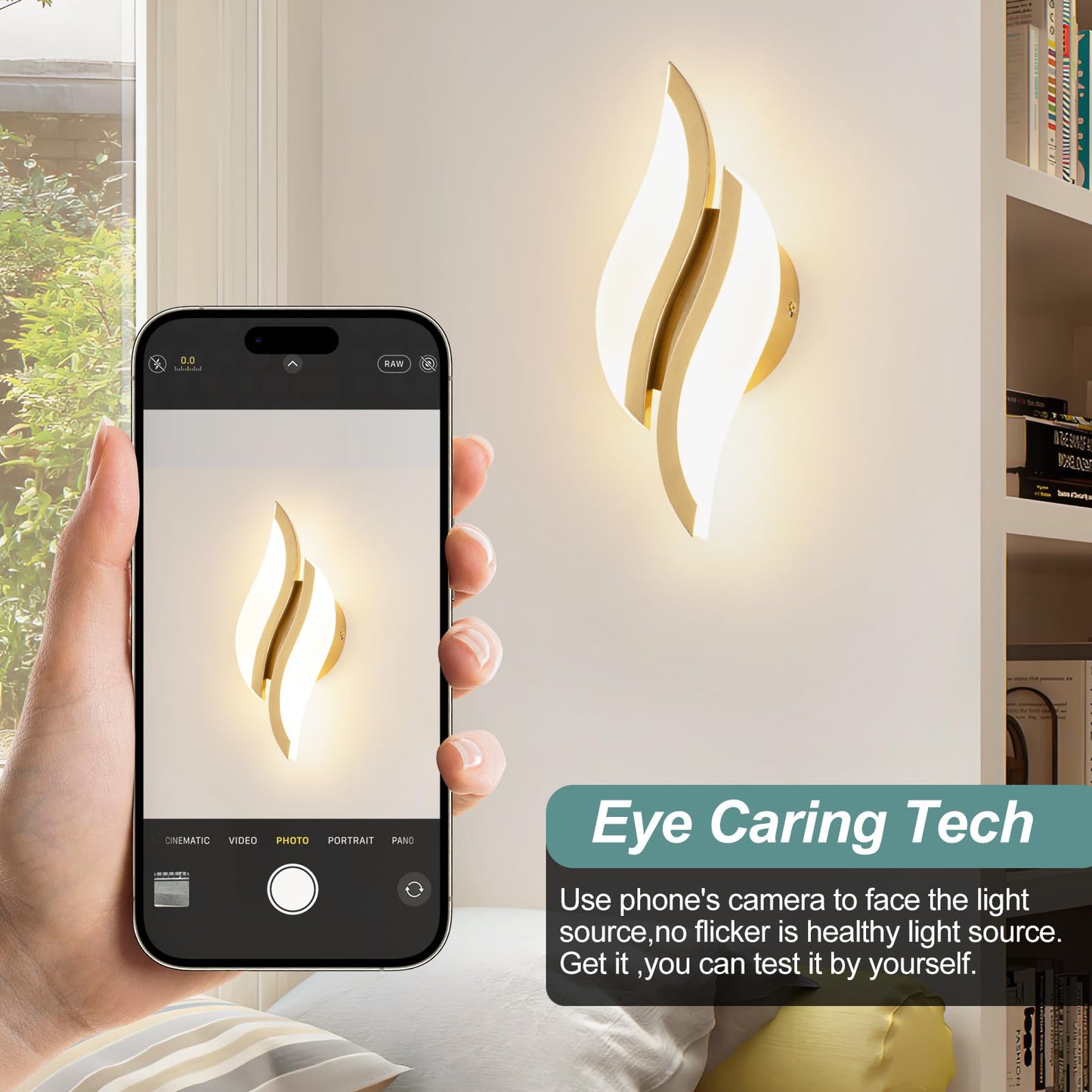 Caneoe Modern Led Wall Sconce 6000K Cold White Black Indoor Wall Light Fixtures Acrylic Wall Sconce Lighting For Living Room Bedroom Bedside Bathroom Hallway Stairway Wall Lamp (Gold  1 Pack 3000K)