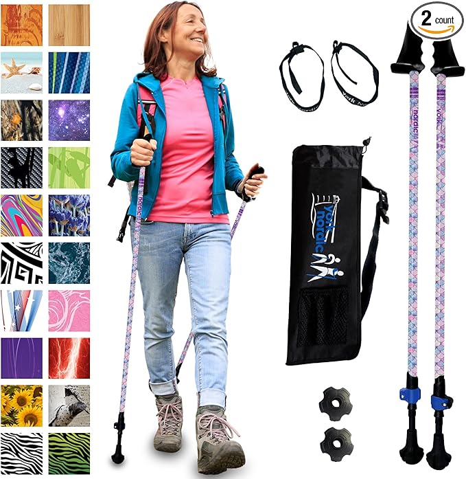 York Nordic Motivator Walking Poles for Balance and Rehab - Patented Stability Grips - Lightweight, Adjustable, and Collap...