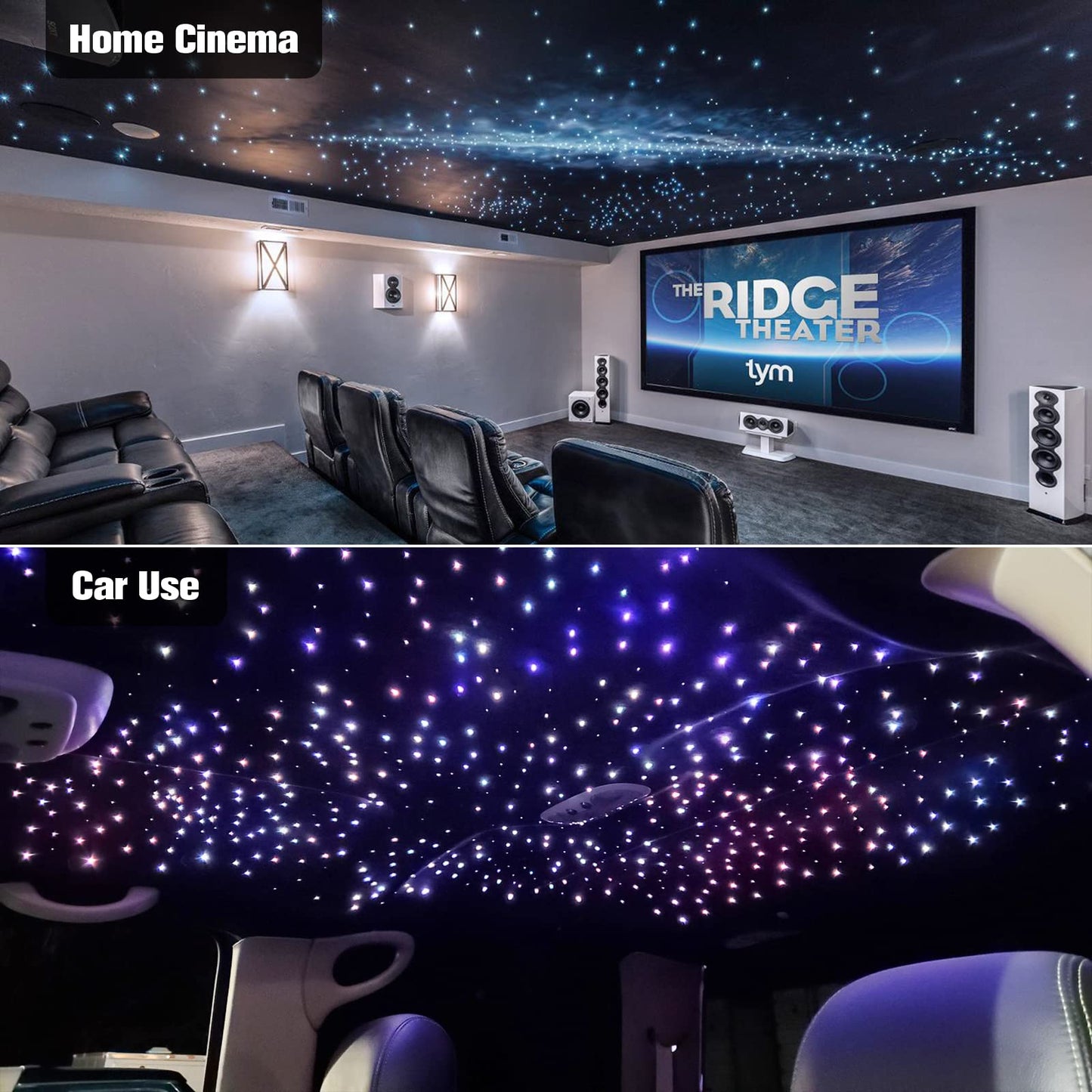 CHINLY Twinkle 400pcs 9.8ft 0.03in Starlight Headliner Fiber Optic Lights kit, Music Mode Bluetooth APP Control Remote, RGBW Star roof Lights for Star Headliner/Home Theater/Pool Ceiling