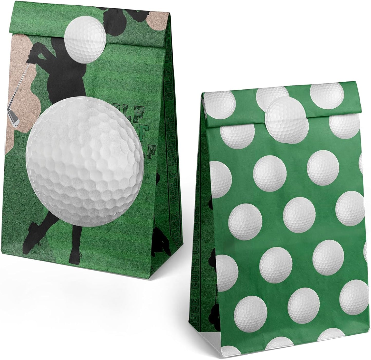 Golf Party Favor Bags – 24 Pcs Golf Gift Bags with 5 Designs, Paper Goodie Bags for Sports Theme Birthday Party Decorations and Golf Event Supplies