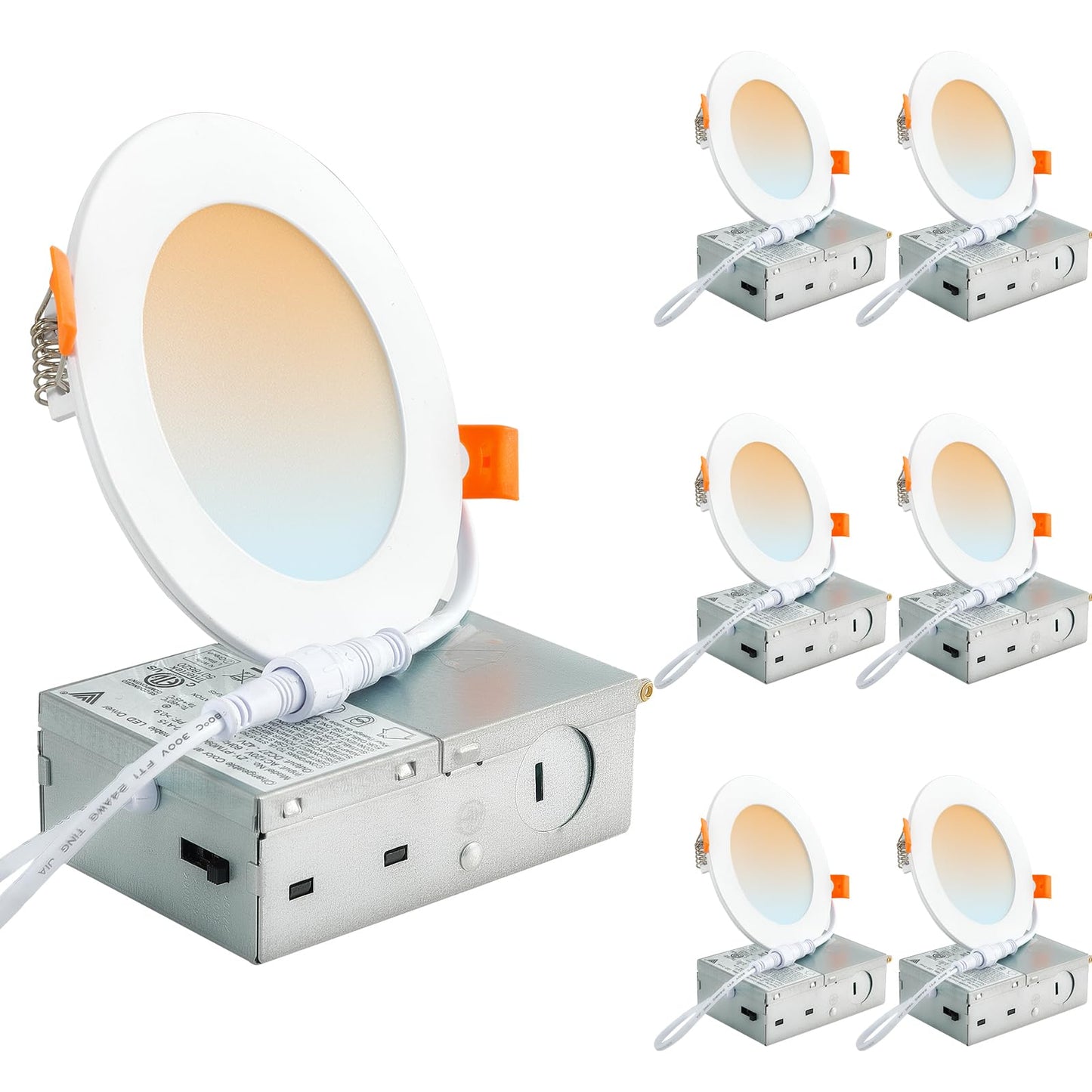 Dllt Led Recessed Lighting 4 Inch: 6 Pack Slim Led Recessed Ceiling Light For Kitchen - 5Cct Dimmable Canless Wafer Downlight For Living Room - 900Lm Brightness 9W Can Lights For Bedroom Etl Fcc