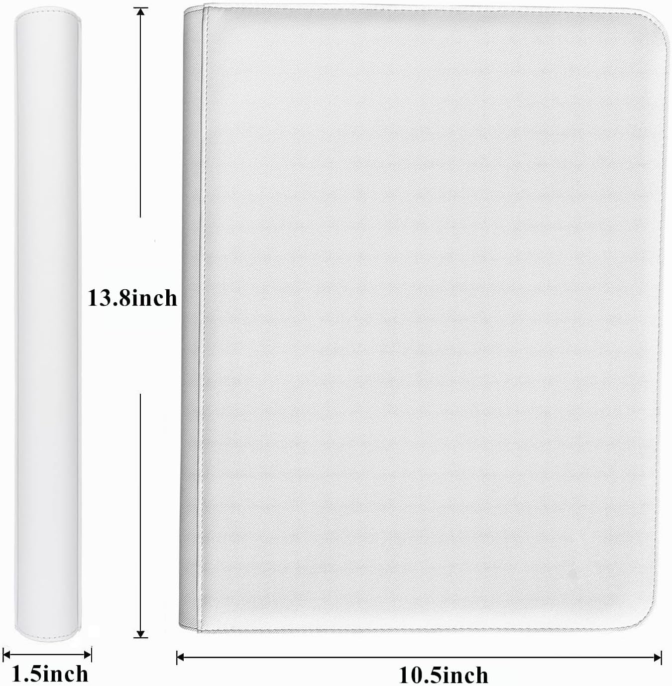 9-Pocket Zippered Trading Card Binder, 864 Pockets Double-Sided Side-Loading Card Organizer Album, PU Leather Card Holder Protector for MTG, TCG, Sports Cards (White)