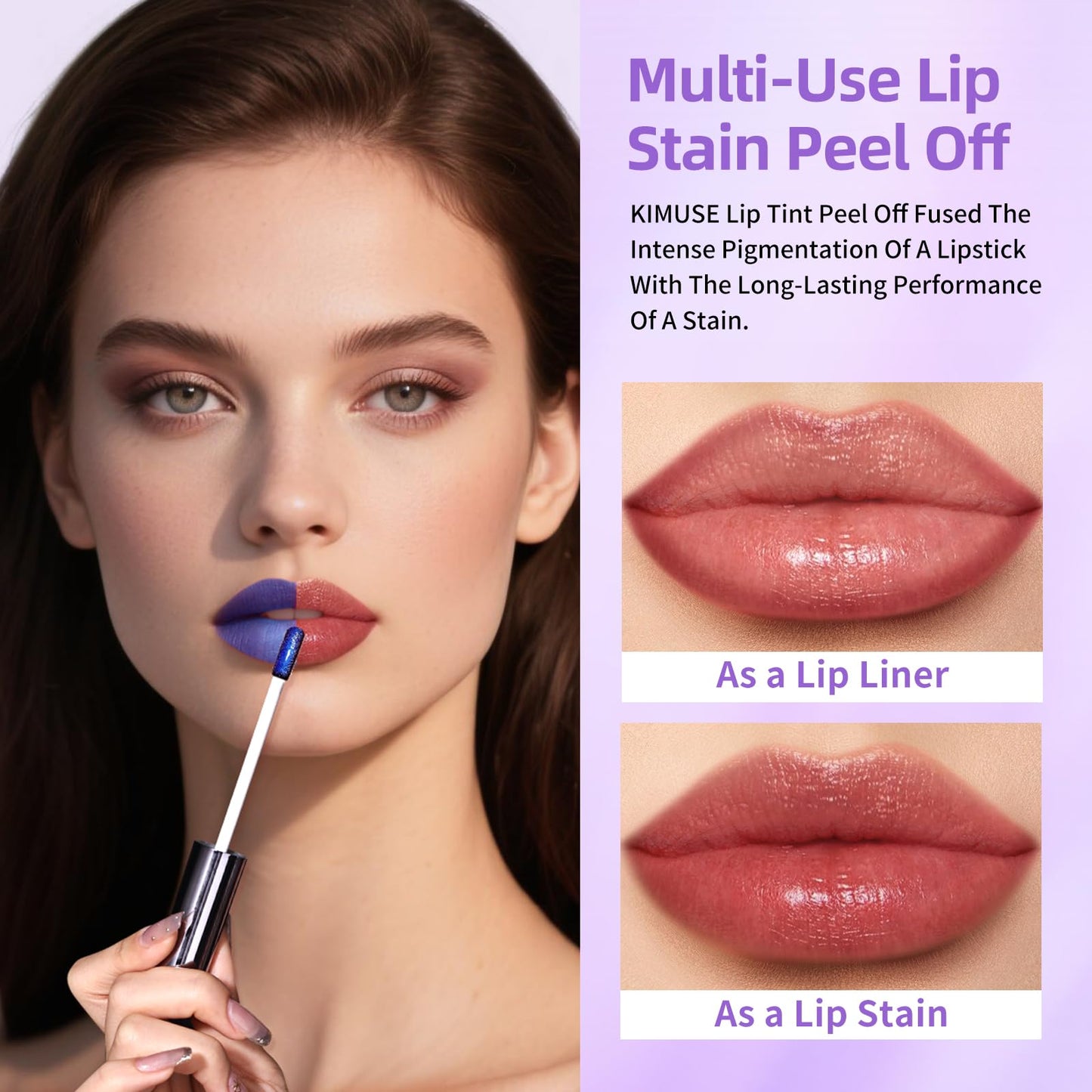 KIMUSE Lip Stain Masque: Peel Off Lip Stain Long Lasting Waterproof 12HR Transfer Proof & Hydrating Tint, Instant Lip Color With