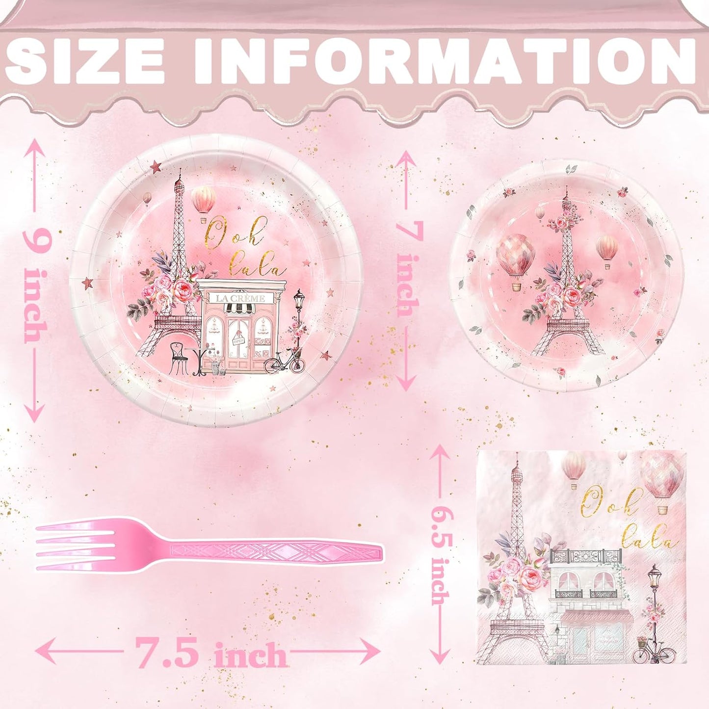 Paris Party Decorations Set - Fun Parisian Party Favor for a Magical Celebration - Disposable Paris Party Supplies for Birthdays and Events