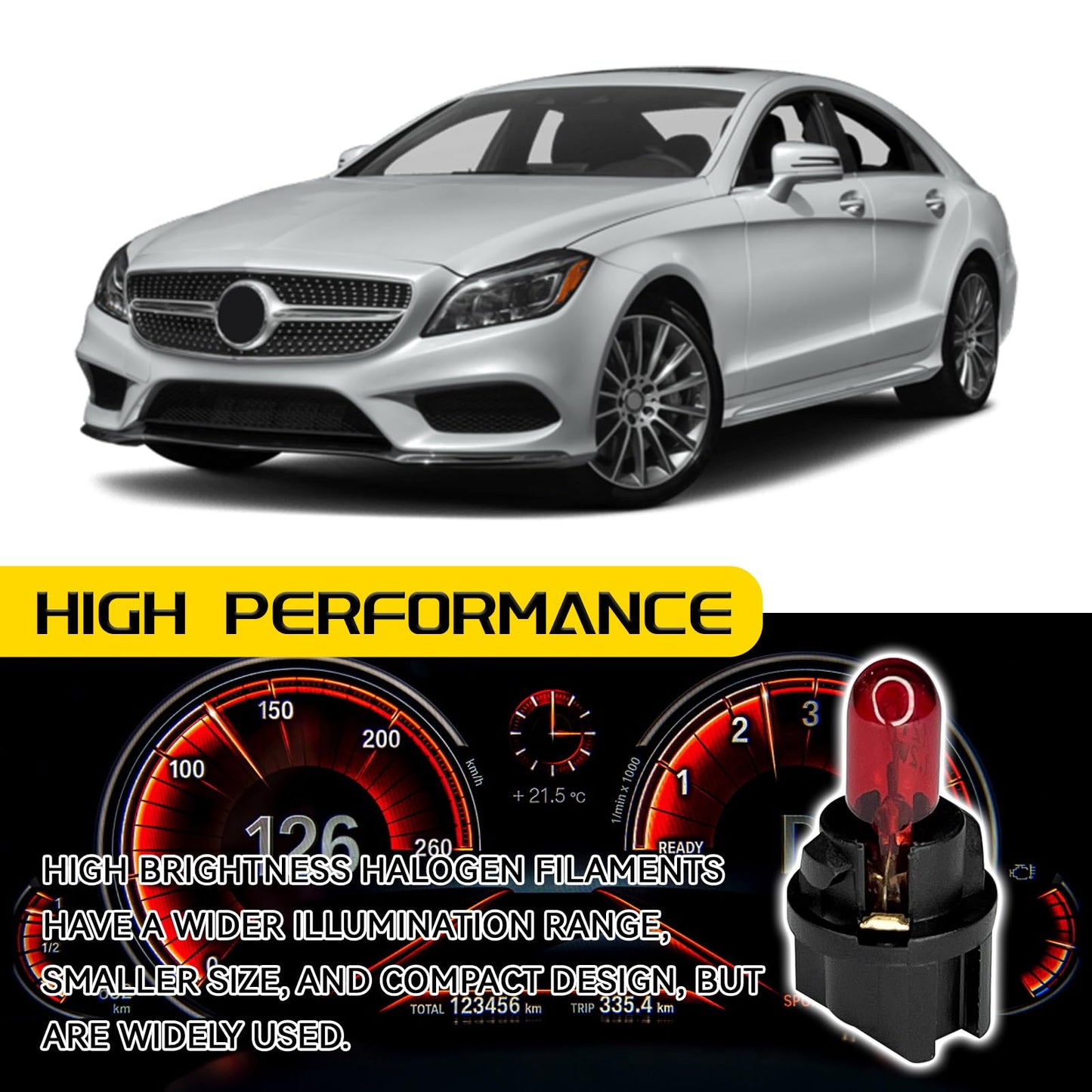 Qqwd 20Pcs T5 17 57 86 Halogen Instrument Cluster Bulbs Kits  12V Dash Light For Car Interior  Automotive Replacement Gauge Cluster Panel Bulb With T5 Sockets  Universal Lighting Accessories(Red