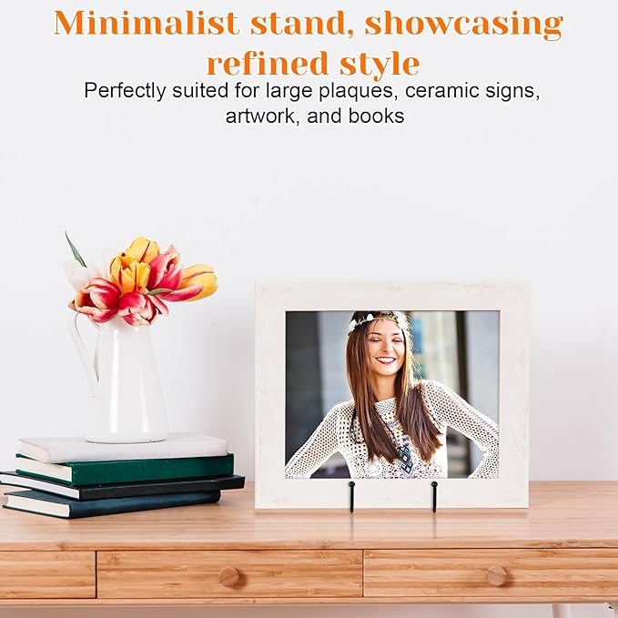 4 Pack 8 Inch Plate Display Stand Black Metal Plate Holder Display Stands Frame Holders Stand for Displaying Picture, Decorative Platter, Book, Plaque, Photo, Small Easel, Tabletop Art