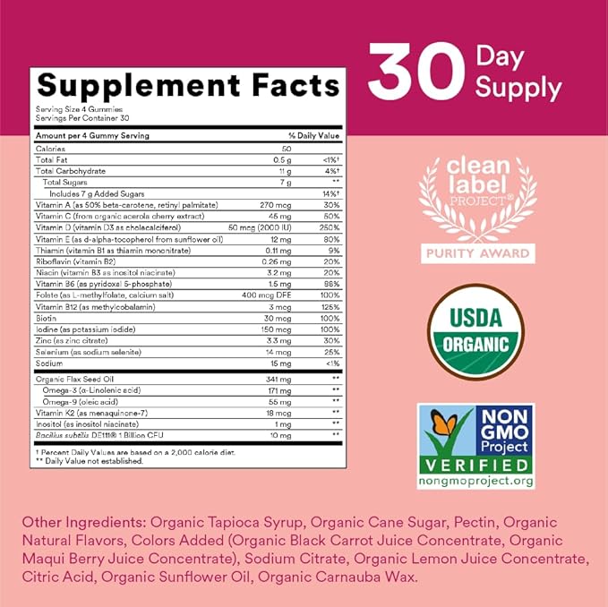 SmartyPants Organic Women's Multivitamin Gummies Bundle: Biotin, Omega 3, Vitamin D3, B12, Folate + Masters Formula for Women 50+ with Lutein, Zeaxanthin, CoQ10, 120 Count