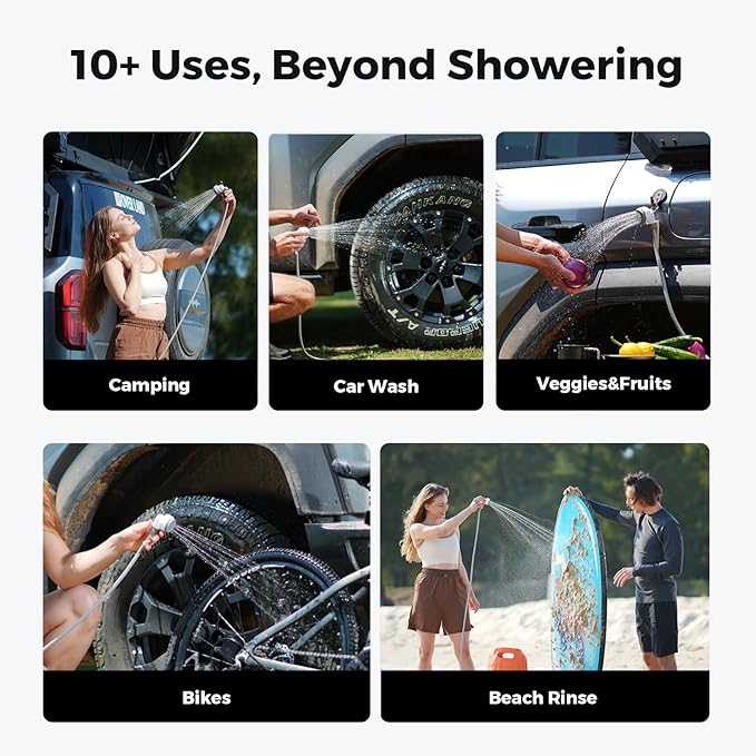 FLEXTAILGEAR Portable Shower Pump, Rechargeable Camping Shower, Outdoor Tiny Shower for Hiking, Waterproof Outdoor Camp Pump, Car wash, Pet Cleaning, Beach Vacations