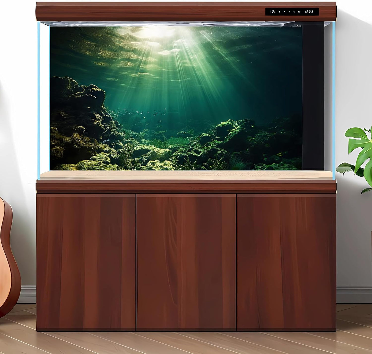 Under The Sea Aquarium Background Underwater Fish Tank Background Ocean Floor Rock Cave Sunray Terrarium Backgrounds Tropical Fish Ocean World Aquarium Reptile Tank Backgrounds 30x12in
