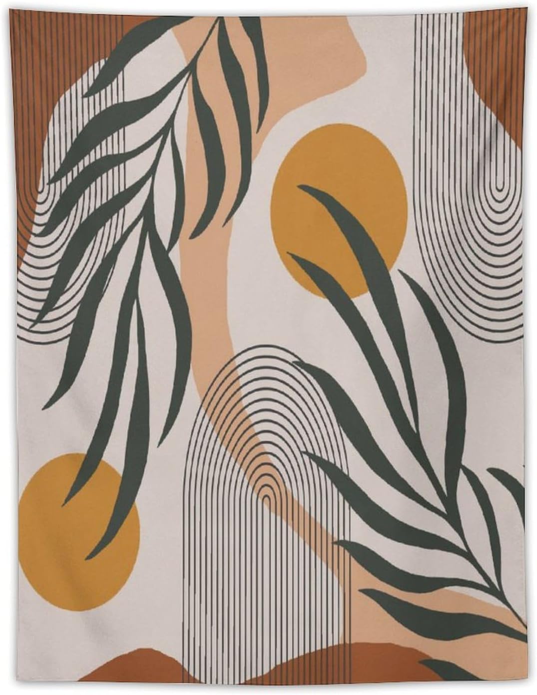 ICMOLYYENLO Boho Plant Aesthetic Tapestry, Abstract Medieval Arch Sun Home Aesthetic Wall Hanging For Bedroom Living Room Dormitory Tapestry 60x60 Inches
