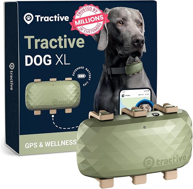 Tractive XL Smart Dog GPS Tracker | Live Pet Tracker with Virtual Fence | Vital Signs Monitoring of Heart & Respiratory Ra...