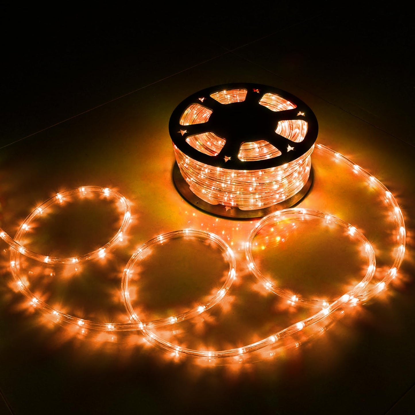 Jnaurb 100ft LED Rope Lights, Orange, Waterproof, 720 LED, Flexible Tube, 8 Modes, Indoor/Outdoor Lighting
