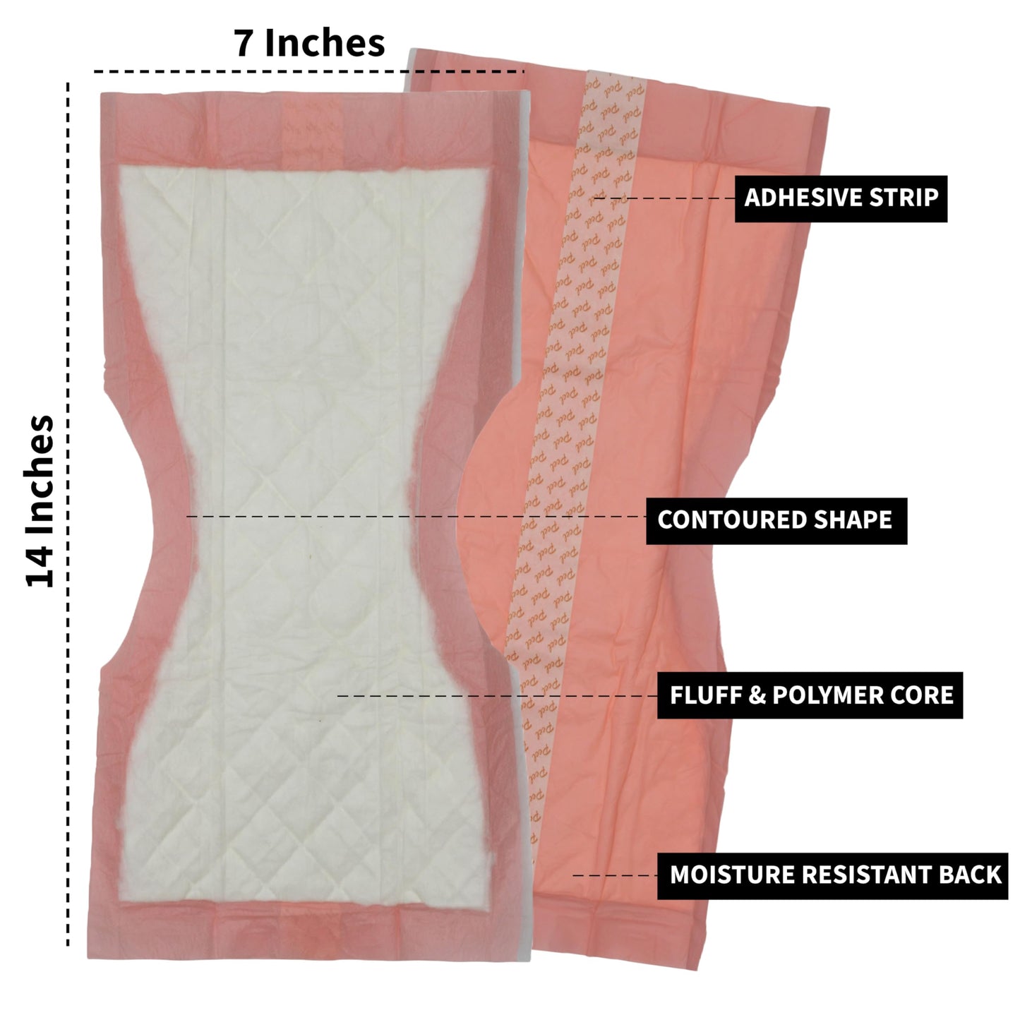 Vakly Extra Large Postpartum Maternity Pads [40 Pack] Hospital Style Super-Absorbent Contoured Pad Liners - 7" Wide X 14" Long - Heavier Overnight Post Birth Protection for Women - Incontinence Liners