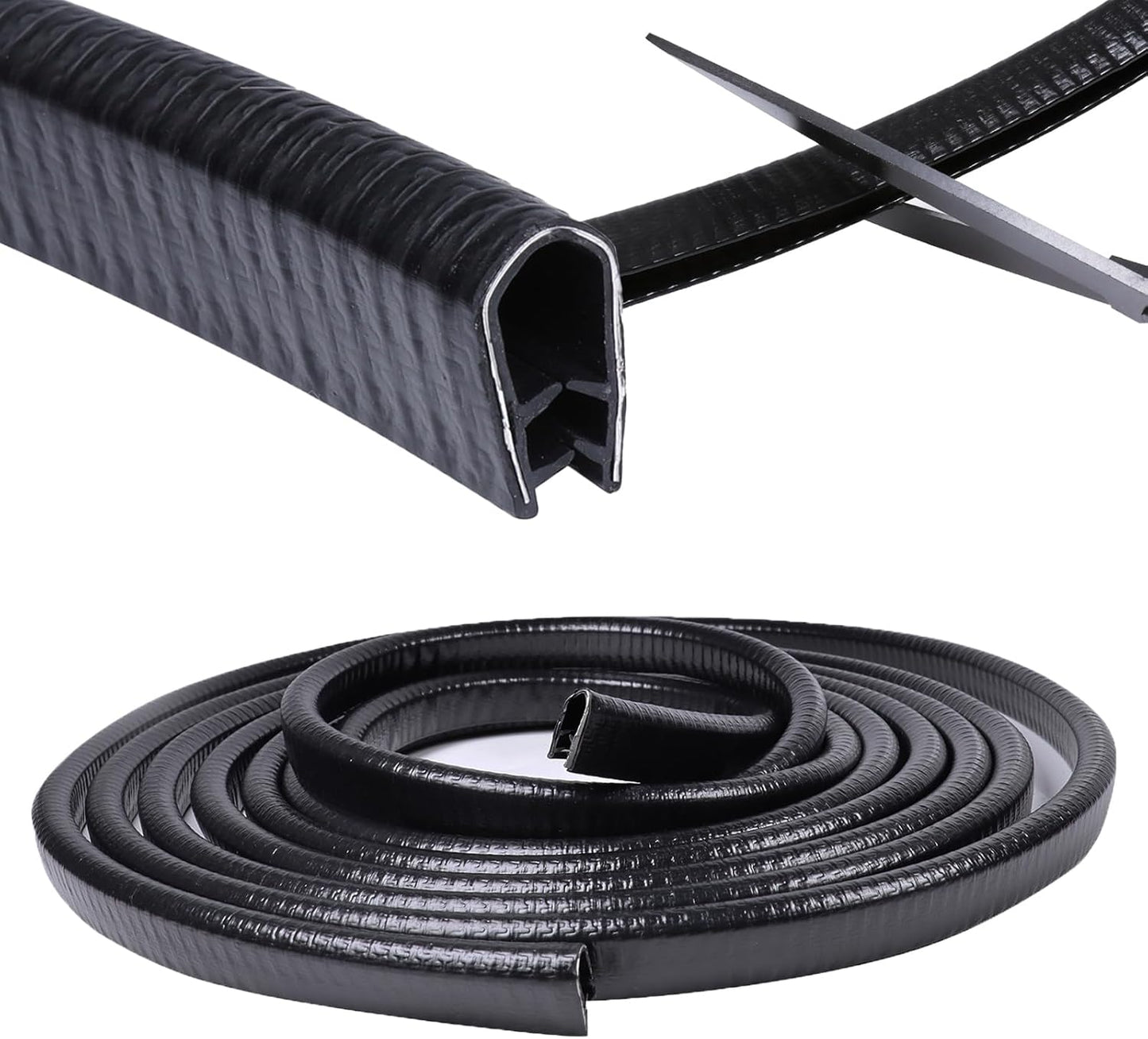 Edge Trim Black U-Channel Rubber Trim Edge with Metal 1/2" X 3/8" - Fit Gap 3/64" to1/4 Car Door Edge Sealing Strip, PVC Weather Stripping with Steel, Metal Edge Protector, 16FT