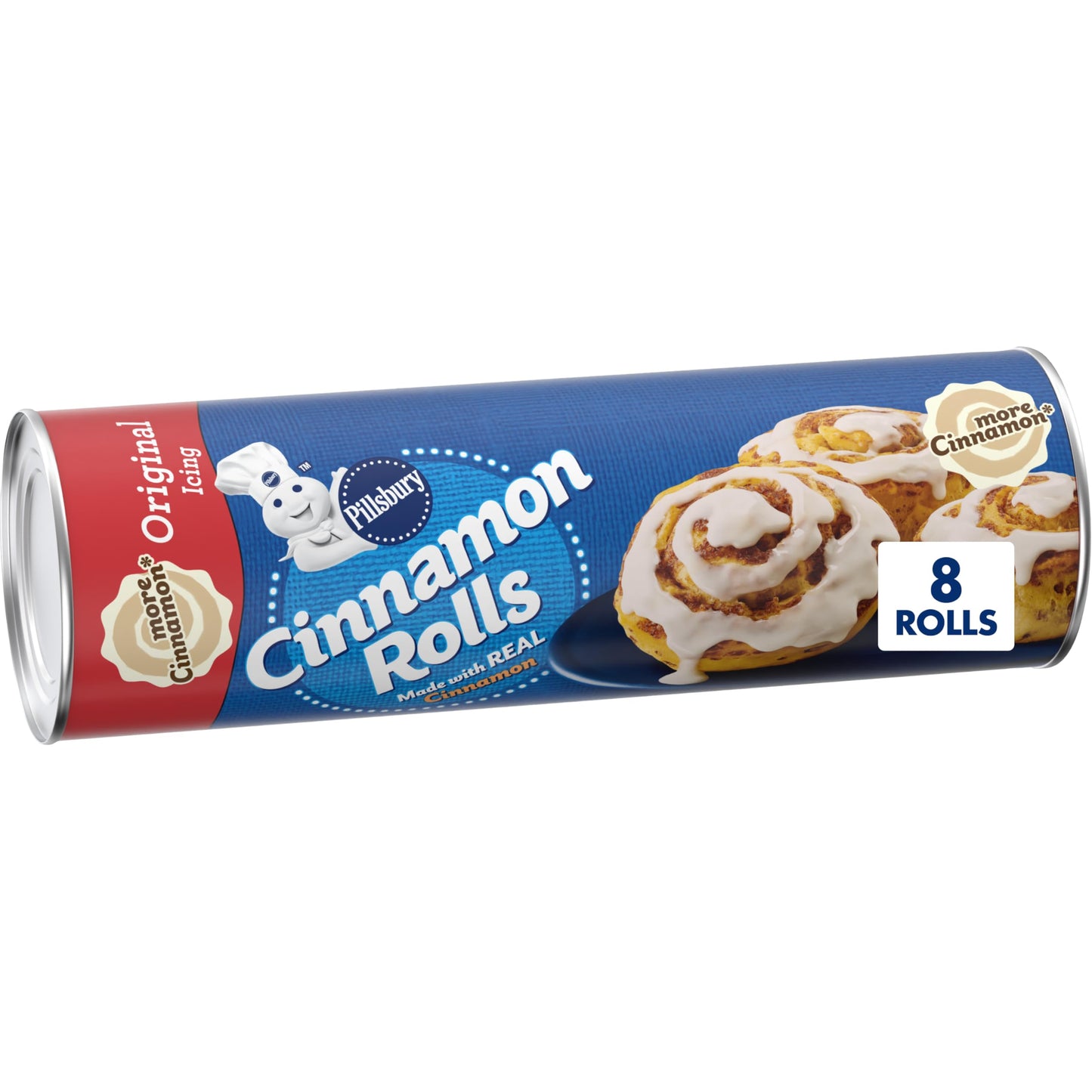 Pillsbury Cinnamon Rolls with Original Icing, Refrigerated Canned Pastry Dough, 8 Ct, 12.4 oz
