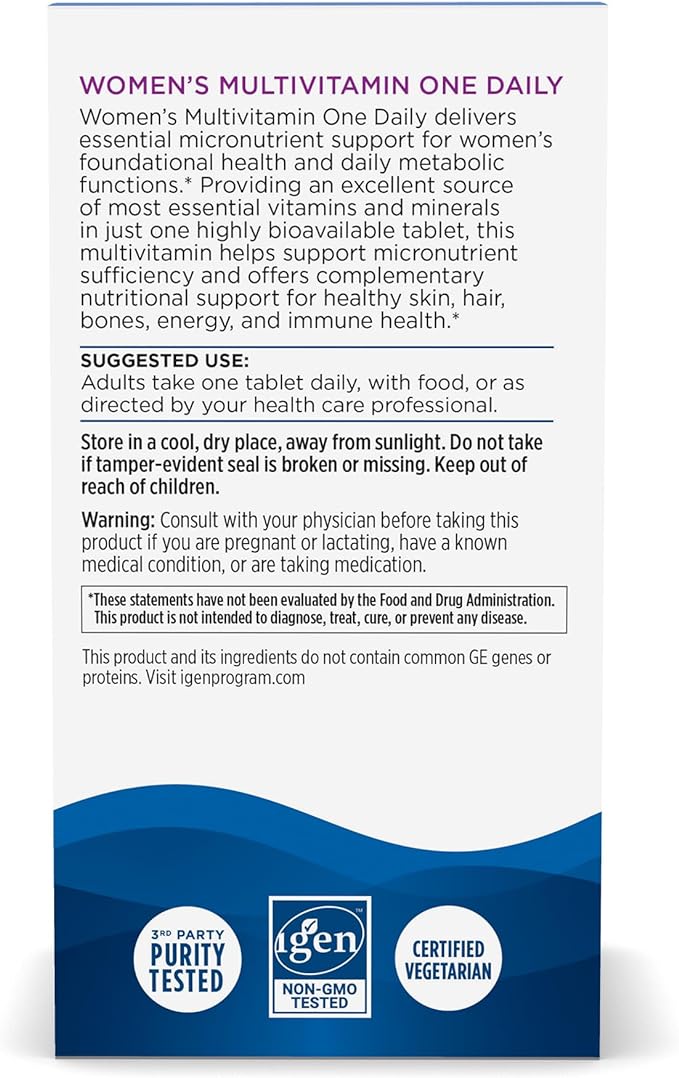 Nordic Naturals Women’s Multivitamin One Daily - Skin, Hair, Energy, & Bone Support - Immunity Supplement - 20 Essential Nutrients - 30 Tablets - 30 Servings