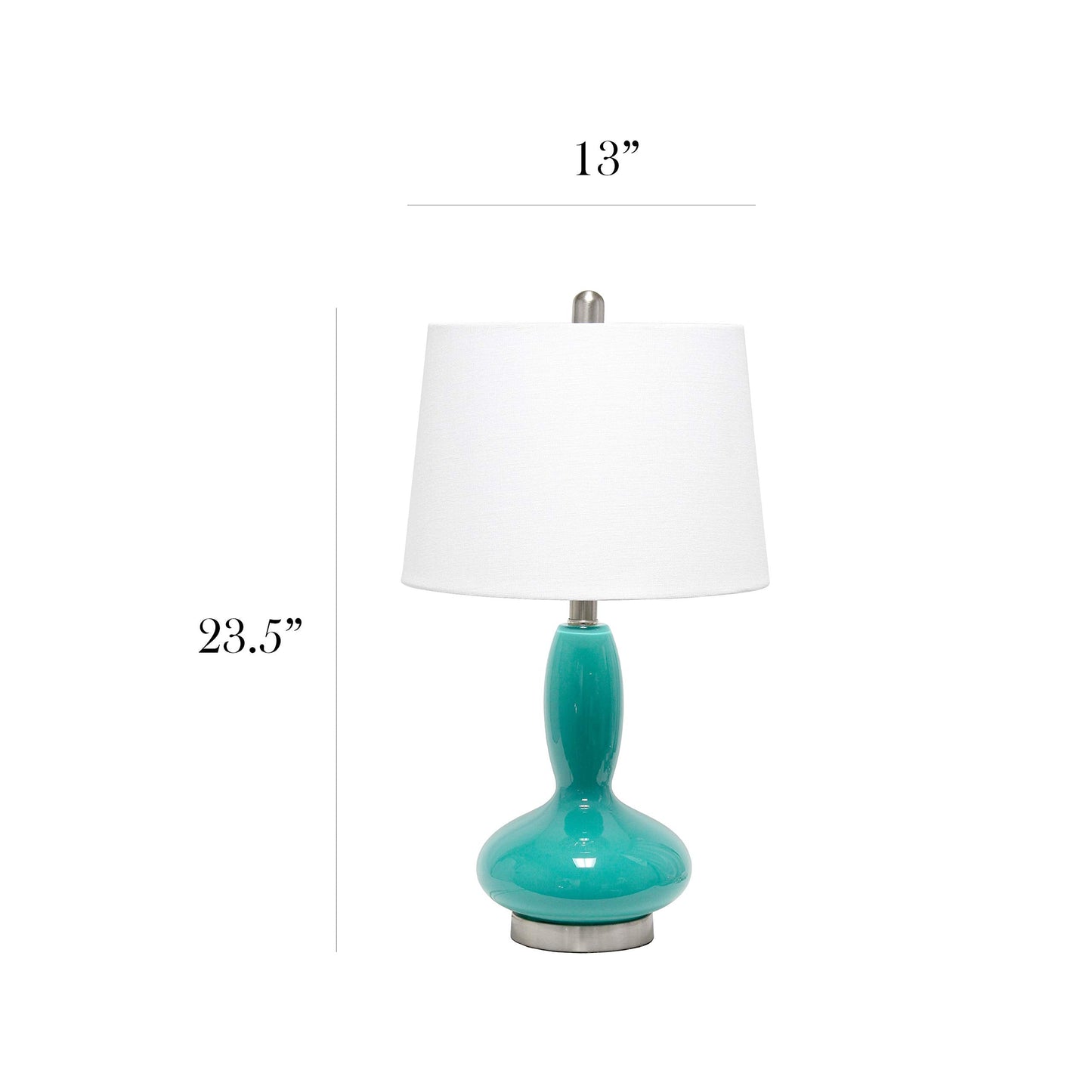 Elegant Designs LT3315-TEL Contemporary Glass Table Lamp, Teal, Curved Design