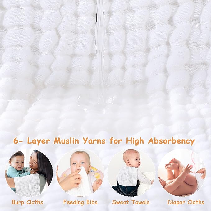 Looxii Muslin Burp Cloths 100% Cotton Muslin Cloths 12 Pack Large 20''x10'' Extra Soft and Absorbent Baby Burping Cloth for Boys and Girls (White+Pink)