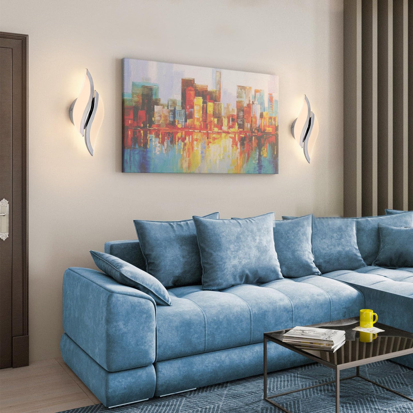 Caneoe Modern Led Wall Sconce 3000K Warm White Indoor Wall Light Fixtures Acrylic Wall Sconce Lighting For Living Room Bedroom Bedside Bathroom Hallway Stairway Wall Lamp (Chrome  1 Pack  3000K)