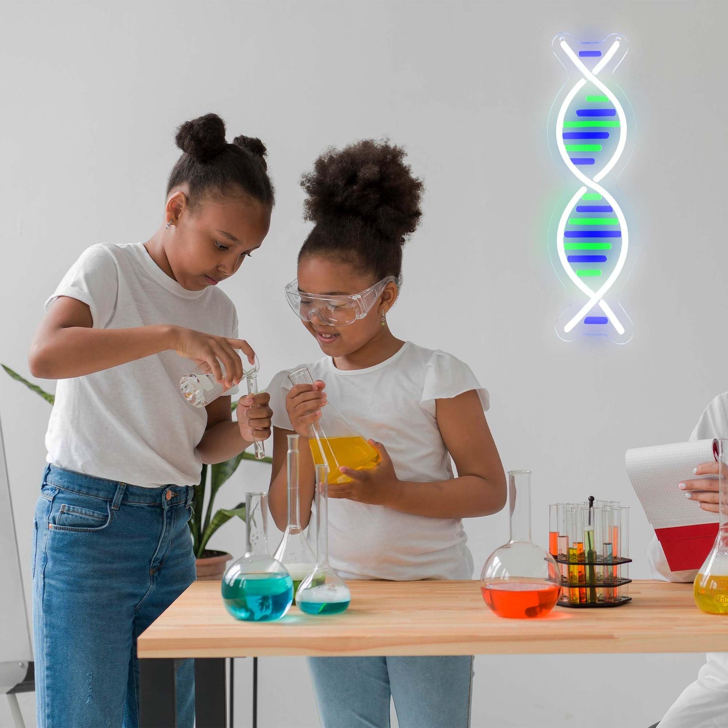 Dna Double Helix Neon Signs For Wall Decor  Dimmable Led Dna Neon Light Art Wall Sign  Usb Powered For Man Cave Gaming Room Bedroom Biology Science Gift Decor For Nurse Doctor Physician(4.7 * 16.1In)