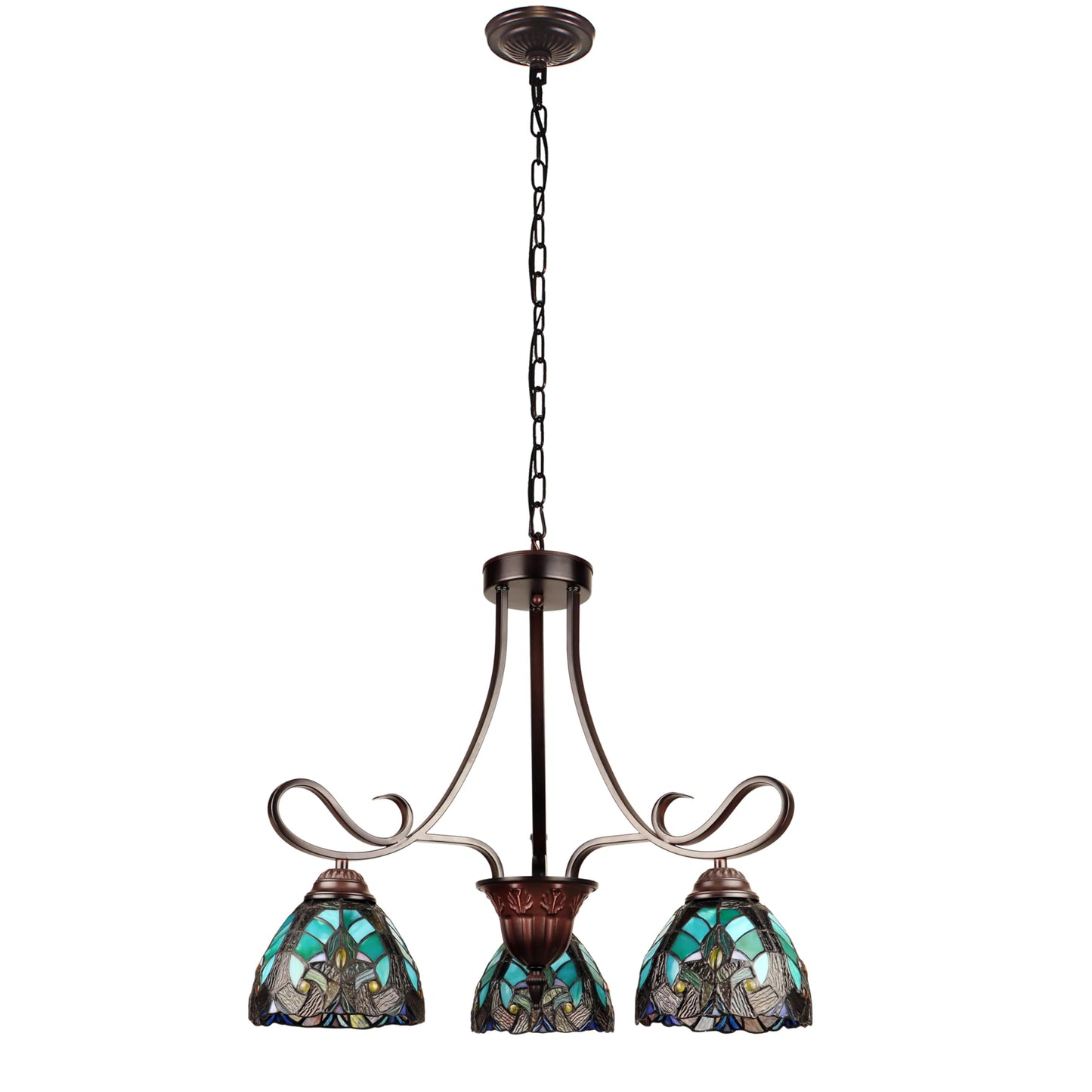 Chloe Lighting Mini Chandelier, Victorian-Style, 3-Light, Antique Dark Bronze Finish, 25in Wide, Multicolor, Model CH18780VG25-DD3