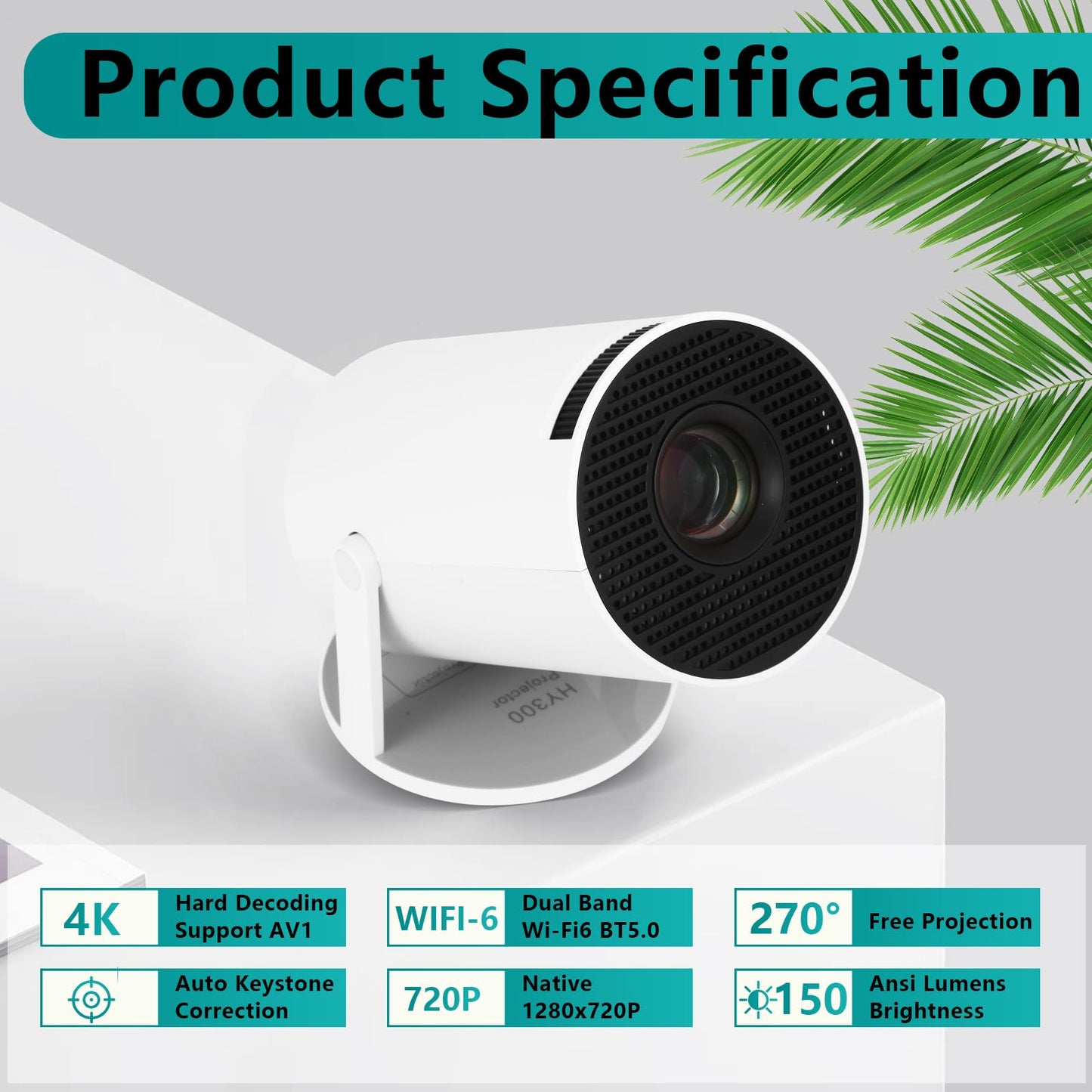 Yatien Mini Projector Portable Projector Movie Home Cinema Bedroom Student Dorm Projector Watch Soccer Competition Basketball Ma