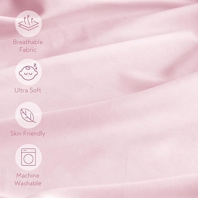 Magik & Kover Mini Crib Sheets Girl 4 Pack, Baby Crib Sheet for Mini Crib Mattress and Playard Mattress, Soft Breathable Fitted Baby Crib Sheets Set for Girls, Pink & Violet