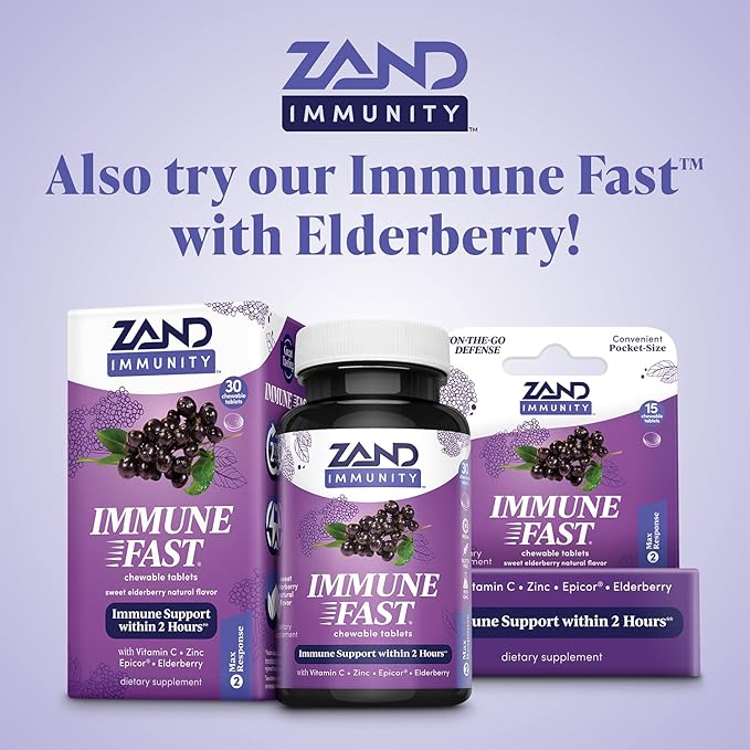 Zand Immune Fast Zesty Orange Chews | Boosts Immune Response & Cell Activity w/EpiCor*, Echinacea, 30 Tablets, 10 Serv.