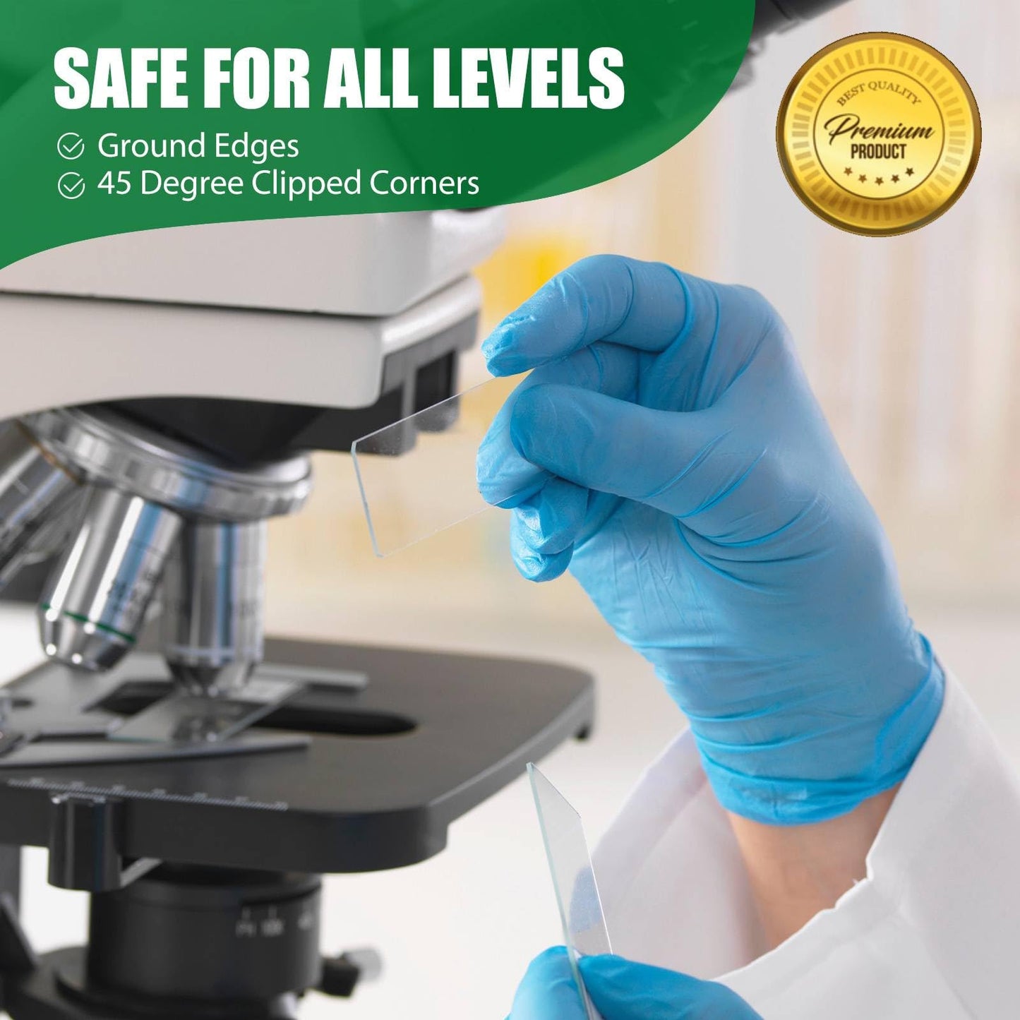 ZEEGOO Microscope Slides, Pre-Cleaned Ultra-Clear Blank Microscope Slides and Covers – 50 Slides, 100 Coverslips, 45° Ground Edged Optical Glass Slides for Microscope, Perfect for Classroom & Lab Use