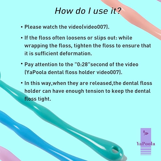 Design Colorful Floss Holder Reusable Dental Floss Handle Adults and Kids NO-Waste Floss Picksfloas Holder Flosser (PinkBlueGreenYellowPurpleLightpink)