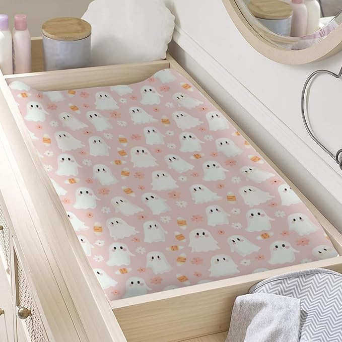 Cute Halloween Theme Corn Candy Flower Pattern Baby Changing Pad Cover, Unisex Fall Winter Holiday Nursery Diaper Changing Table Pad Mat Sheet for Boys Girls-16x32