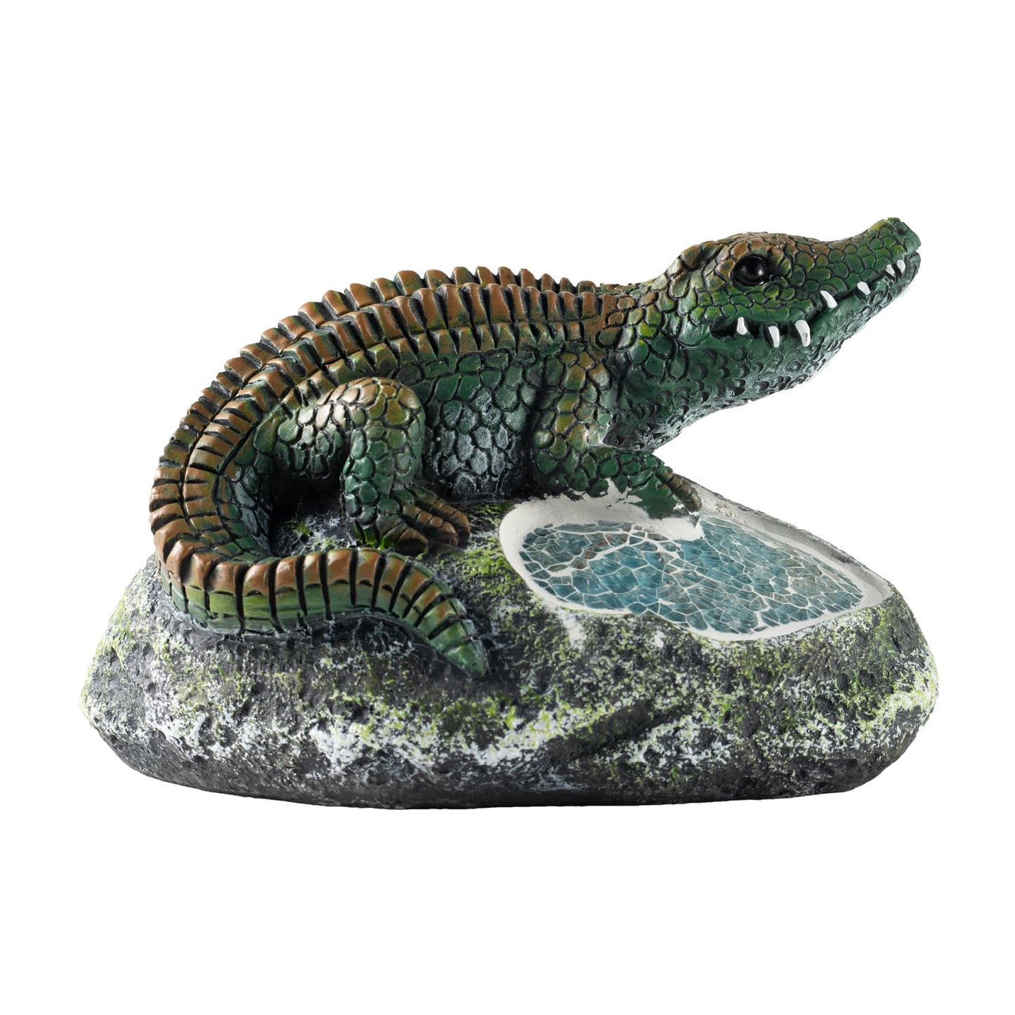 Rezpuao Garden Statue Crocodile,Solar Crocodile Decor for Outdoor,Resin Crocodiles Figurine with Solar Light for Patio,Balcony,Yard,Lawn Ornament,Perfect Garden Gift