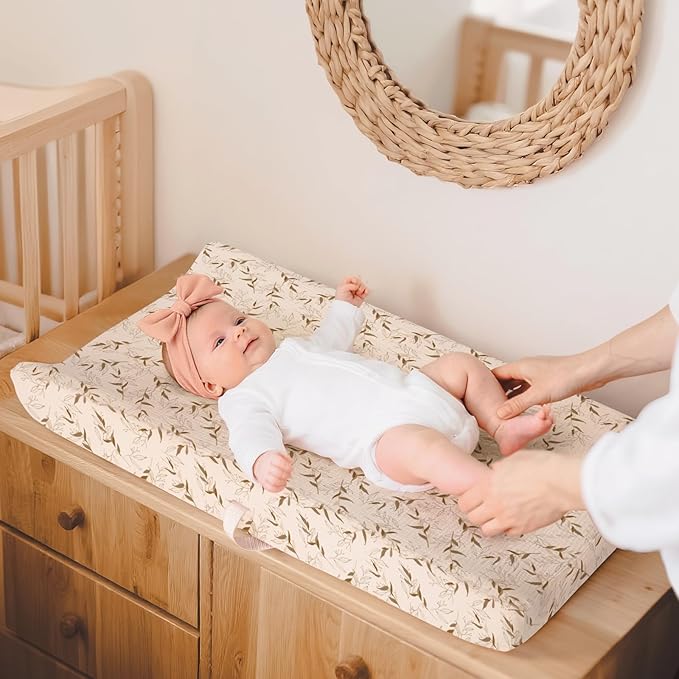 lulumoon Muslin Changing Pad Cover: 2-Pack Soft Breathable Cotton Boho Neutral Print for Baby Girls Boys - Nursery & Baby Shower