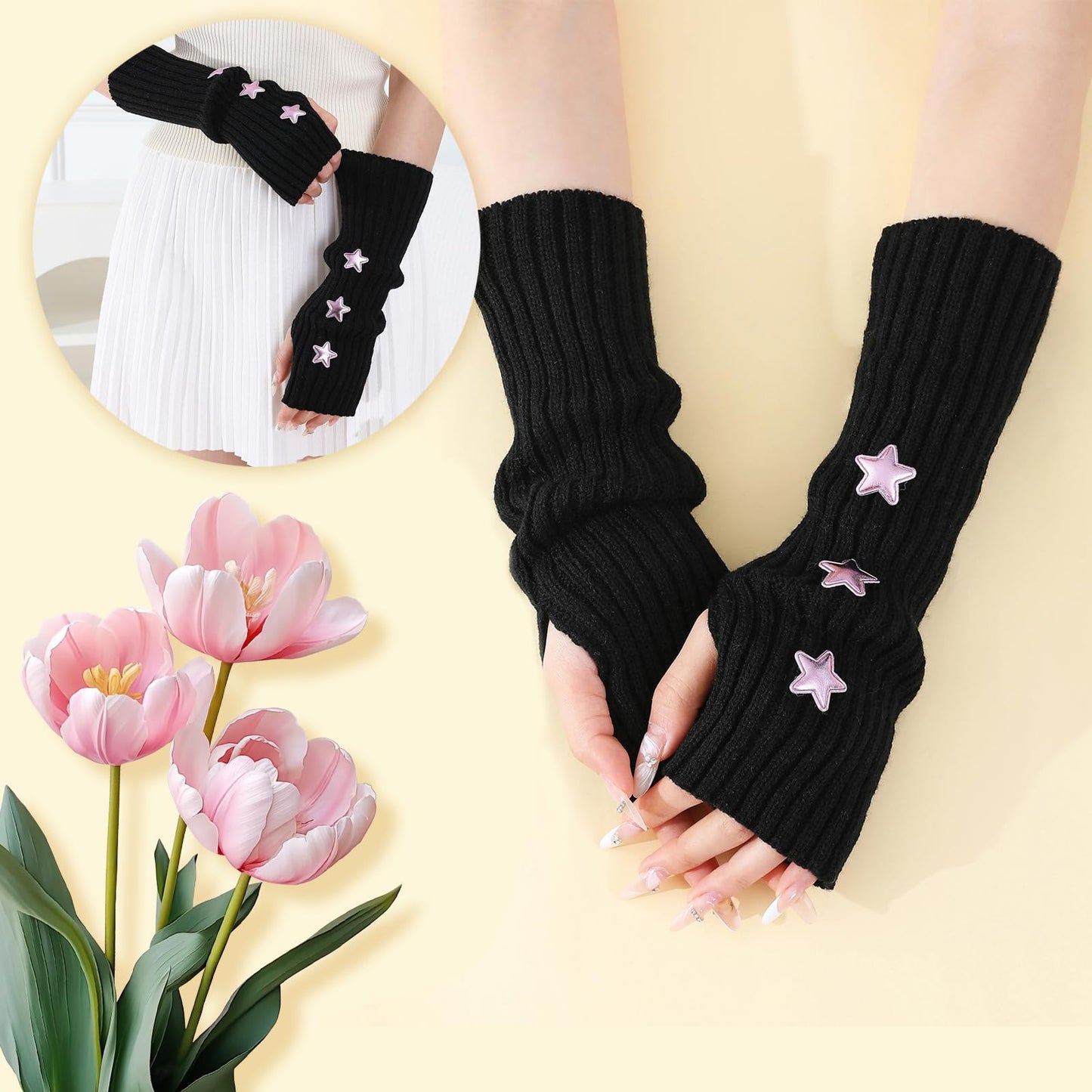 JDRGJTH 27PCS Y2k Jewelry Set Accessories Grunge Knitted Cat Beanie,Fairy Grunge Gloves Gothic Earrings Rings Therian Accessories Set,Grunge Y2K Emo Jewelry Party Costume Accessories Gift for Women
