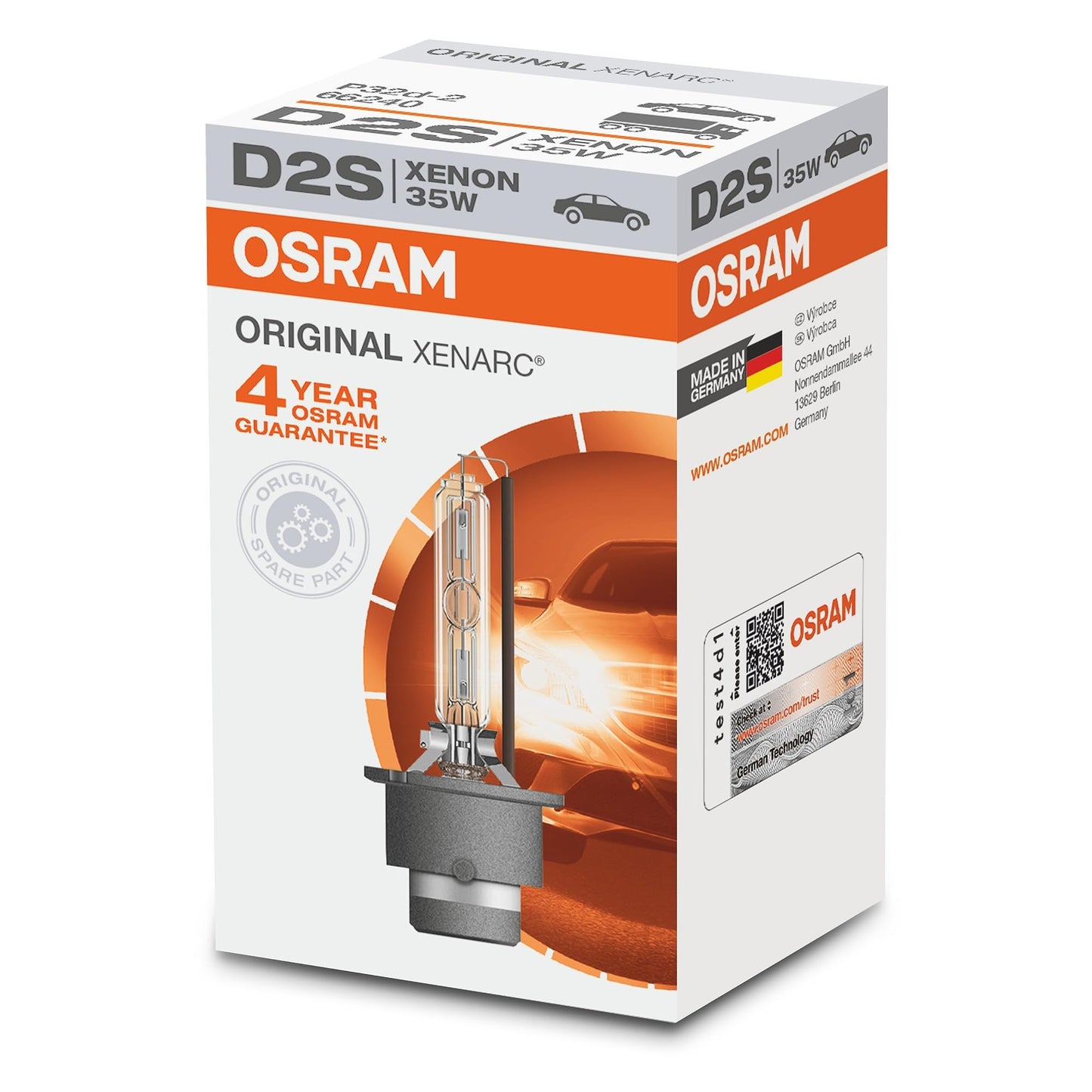 Osram D2S 66240 12V Hid Headlight Bulb - Original Equipment, High Intensity, Black