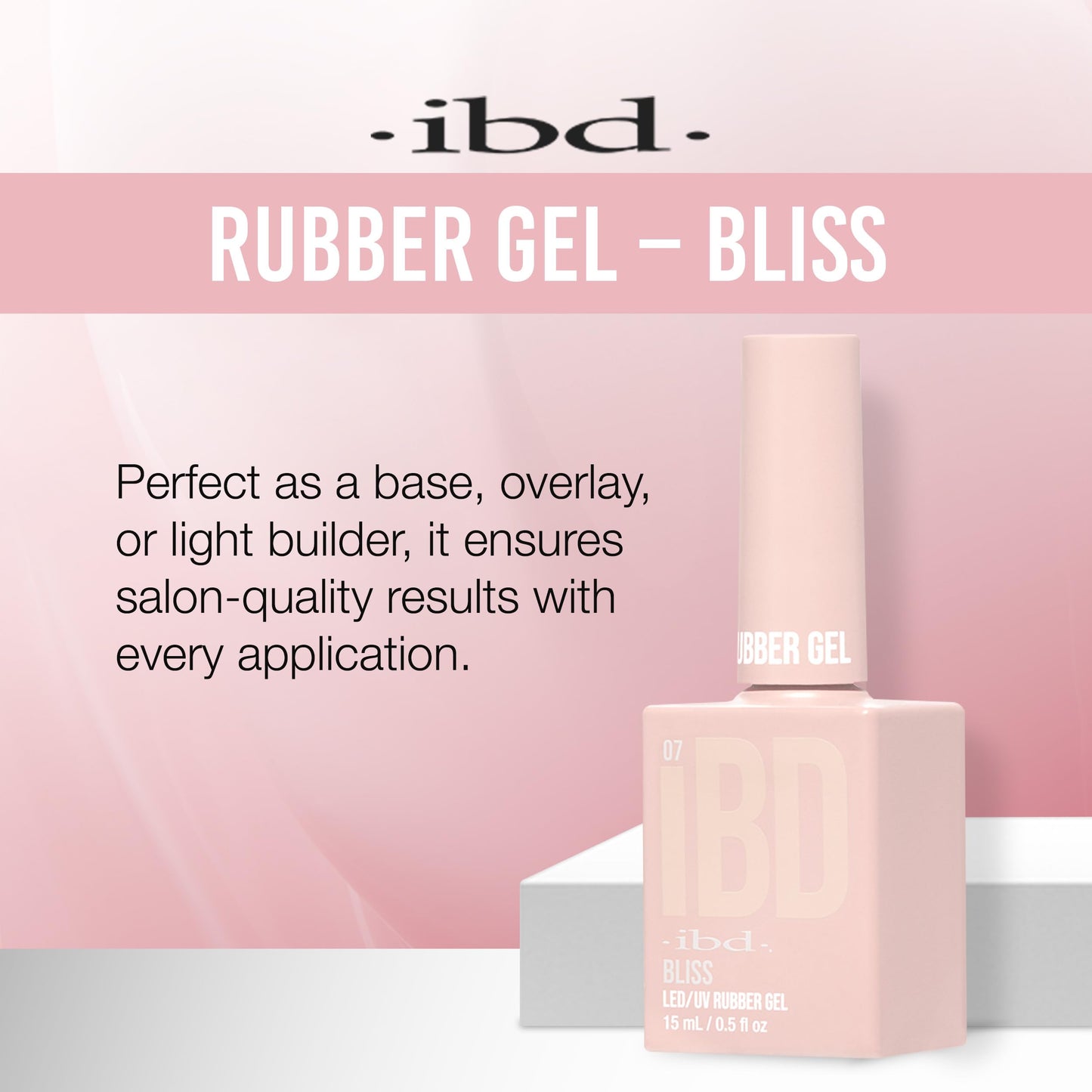 IBD Rubber Gel Polish - Bliss, LED/UV Soak Off Builder Gel for Nails, Strengthening Base Coat for Nail Polish & Extensions, 0.5