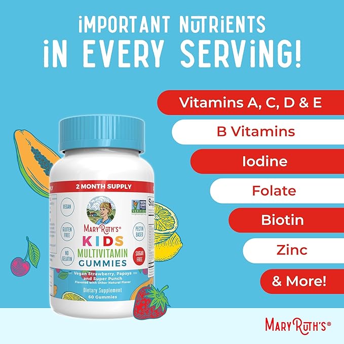 MaryRuth Organics Multivitamin, Probiotic, Magnesium Calm, and Vitamin C Gummies for Kids | Clean Label Project Verified® | Vitamins for Immune Support & Overall Health | Vegan, Non-GMO, Gluten Free