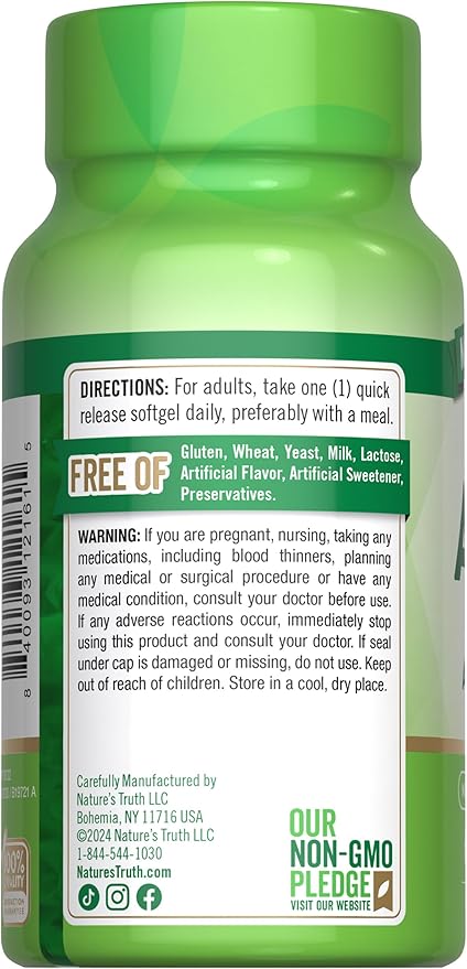 Nature's Truth Vitamin ADK | 60 Softgels | High Potency of Vitamin A, D3, K1 & K2 | Non-GMO & Gluten Free Supplement