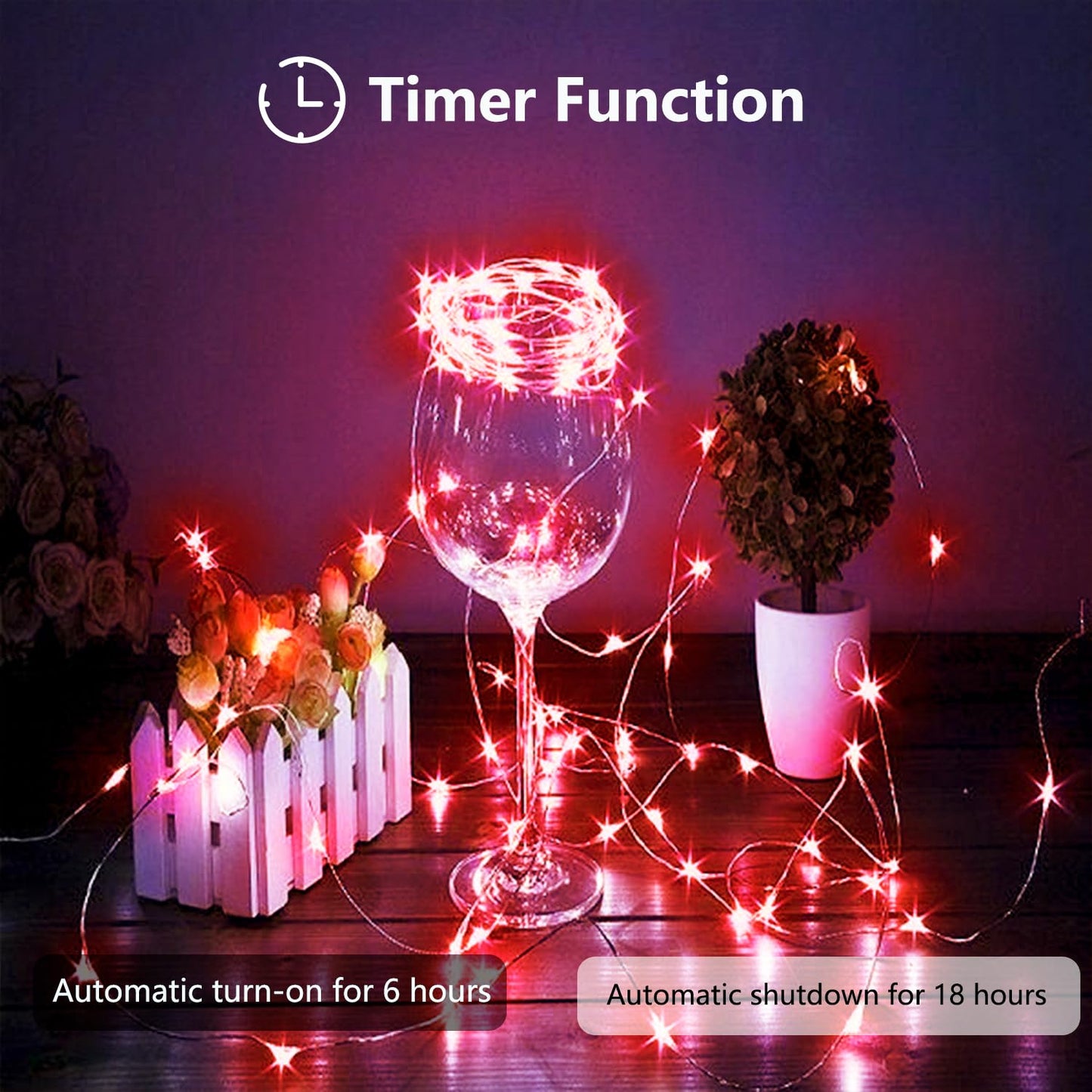 EXF 4-Pack Fairy Lights, 50 LED, Battery Operated, Waterproof, 16FT, Red, Model YHY-BO50LED