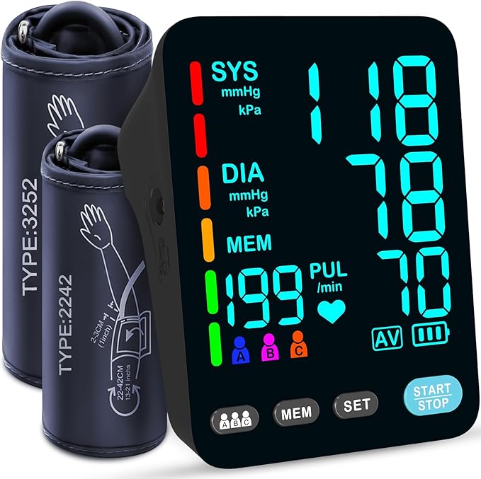 YONLO Blood Pressure Monitor, Automatic Upper Arm Blood Pressure Monitors for Home Use, 2 Blood Pressure Machine Cuff(9-17...