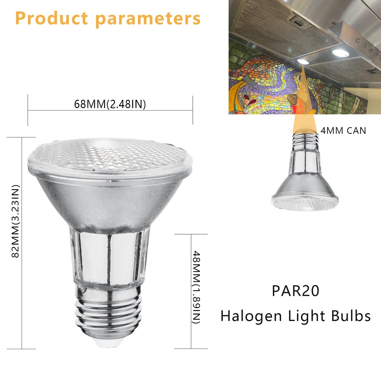 Par20 7W Led Range Hood Light  595Lm  Waterproof Ip65  Replaces 50W Halogen Cup  E26  Dimmable  Warm White  120V  Spot Bulbs For Kitchen Appliances  Track Lighting  Outdoor Landscaping  Pack Of 2