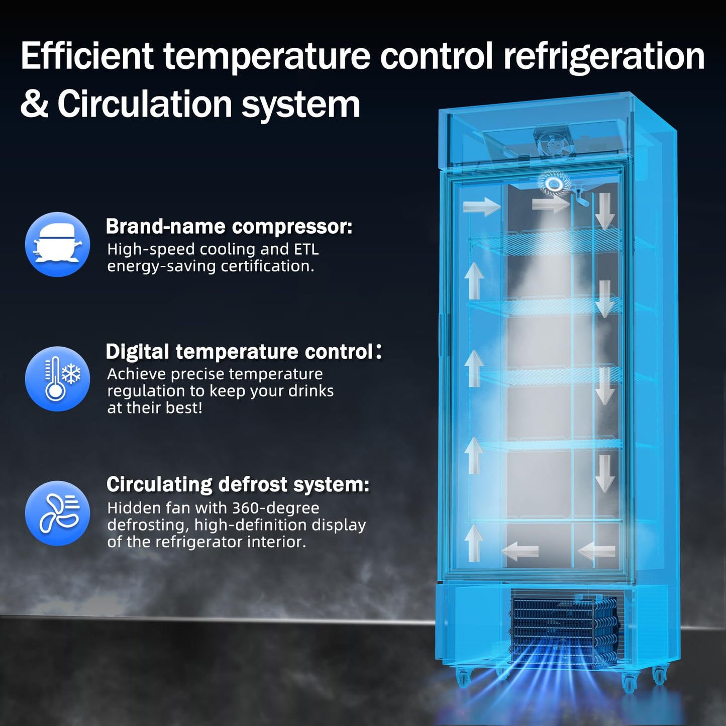 BINGERMA Commercial Beverage Refrigerator 15 Cu.ft. with Glass Door Display Merchandiser Fridge ETL Drink Cooler for Bars,Restaurants, Convenience Stores, Supermarkets and Offices White