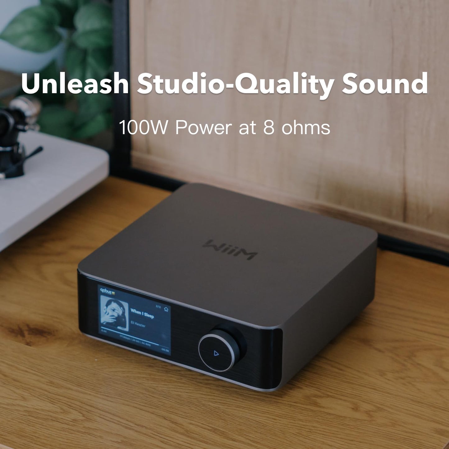 WiiM Amp Ultra Streaming Amplifier - 100W, ESS DAC, Dual Amps, HDMI ARC, Optical, RCA, Touchscreen, Silver, Model AMP003