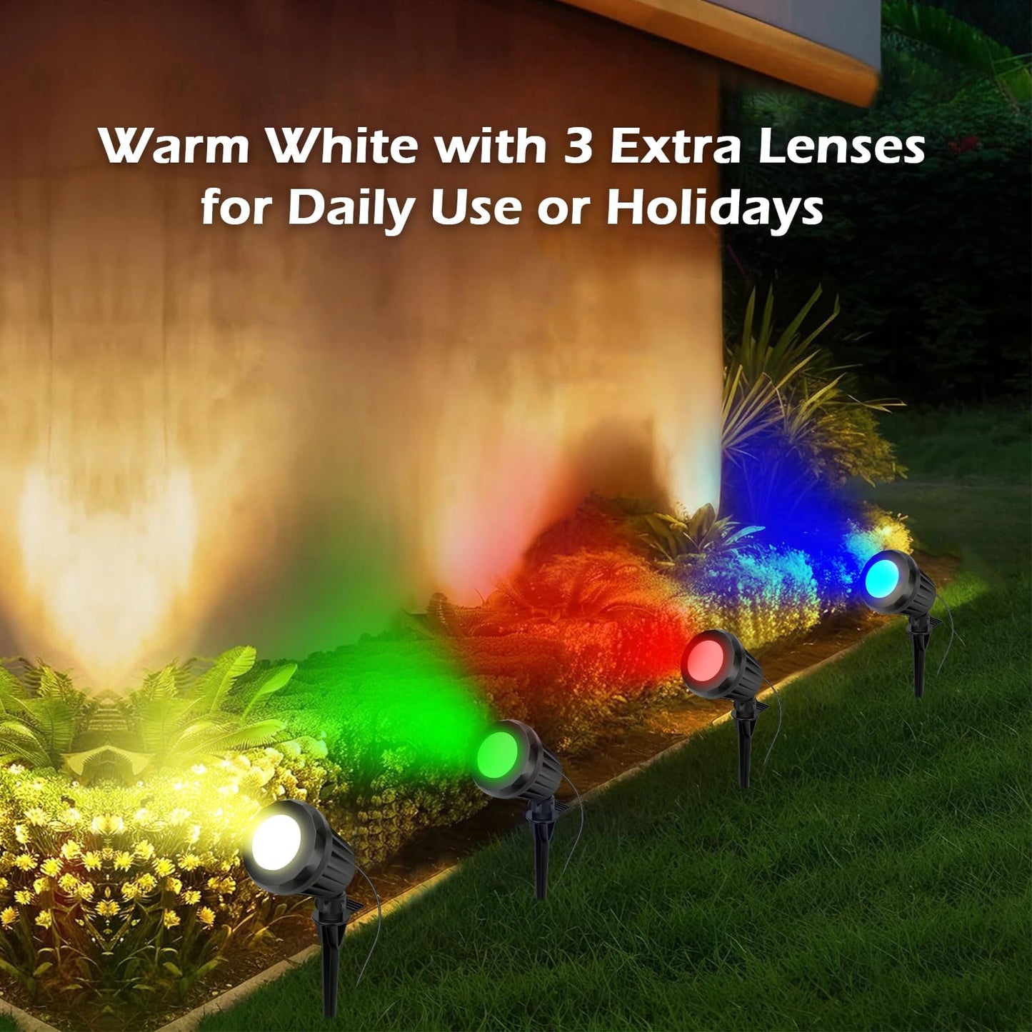 Holeva LED Landscape Spot Lights, 2700K Warm White, IP67 Waterproof, 120V Plug-in, Black, 1 Pack