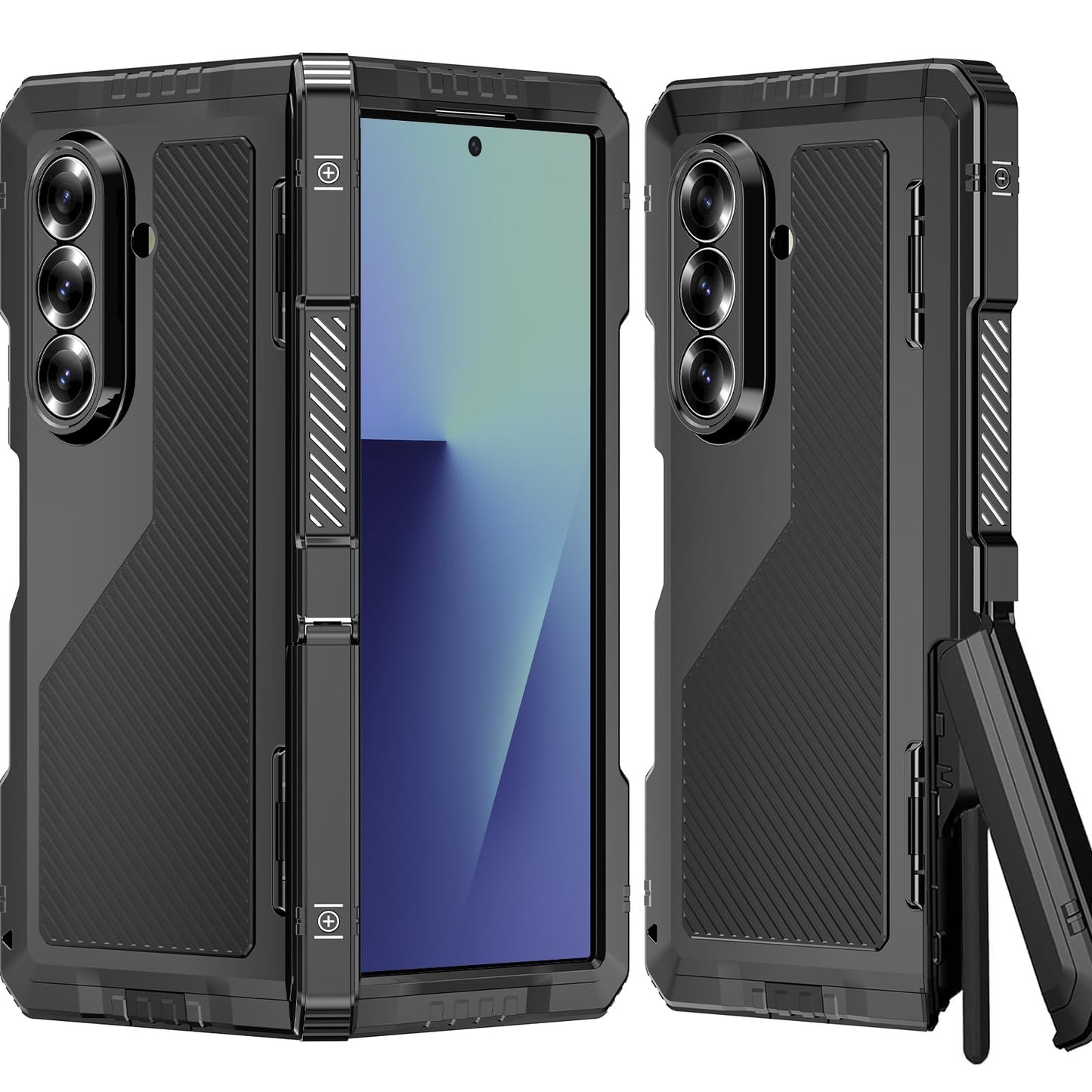 Ninki For Samsung Z Fold 7 Case With Slim S Pen Holder And Hinge Kickstand, Metal Silicone Full Body Screen Protector Shockproof