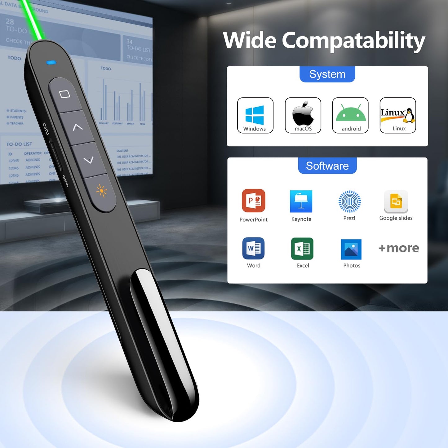 Norwii N76 Rechargeable Presentation Clicker With Pointer, Long Range Presentation Remote, Wireless Presenter For Powerpoint Pre