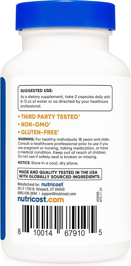 Nutricost Alpha GPC 600mg, 120 Vegetarian Capsules - Non-GMO and Gluten Free, 300mg Per Capsule