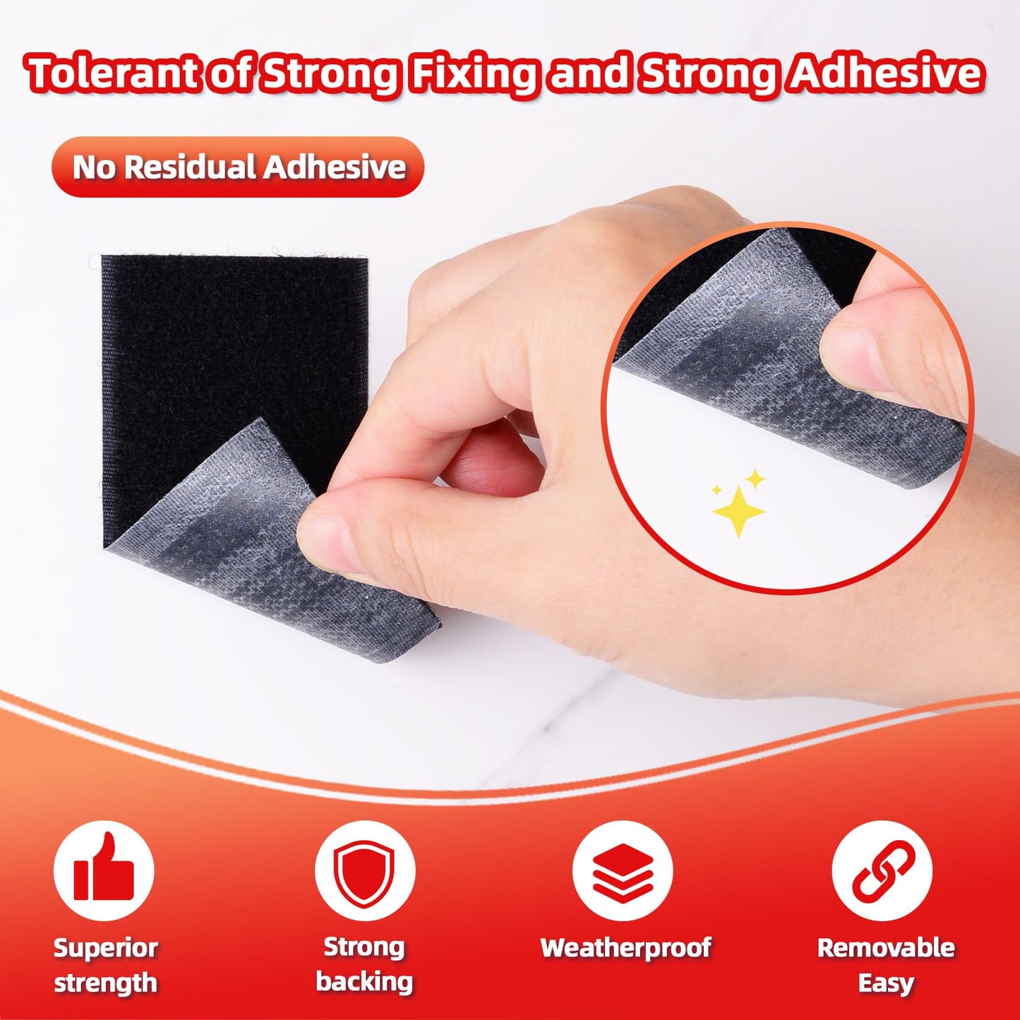 Hook and Loop Tape (1in×4in), Heavy Duty Adhesion Strip, Slef Adhesive Interlocking Tape, Back Adhesive Mounting Strips, Reclosable Sticky Back Interlocking Nylon Picture Hanging Strips
