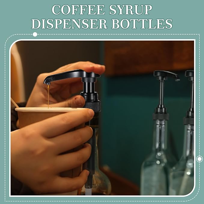 Maxdot 12 Pcs 25 oz Syrup Bottles with Pump Long Neck Bottles Plastic Syrup Pump Dispenser for Coffee Bar Accessories Home Party