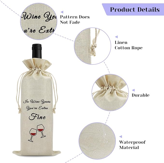 Funny Birthday Wine Bag Birthday Gift for Women Men Pairs Well with Celebrating Your Birthday Wine Bags Friendship Happy Birthday Gifts for Friends Coworker Husband Wife Reusable Wine Wrap Bag